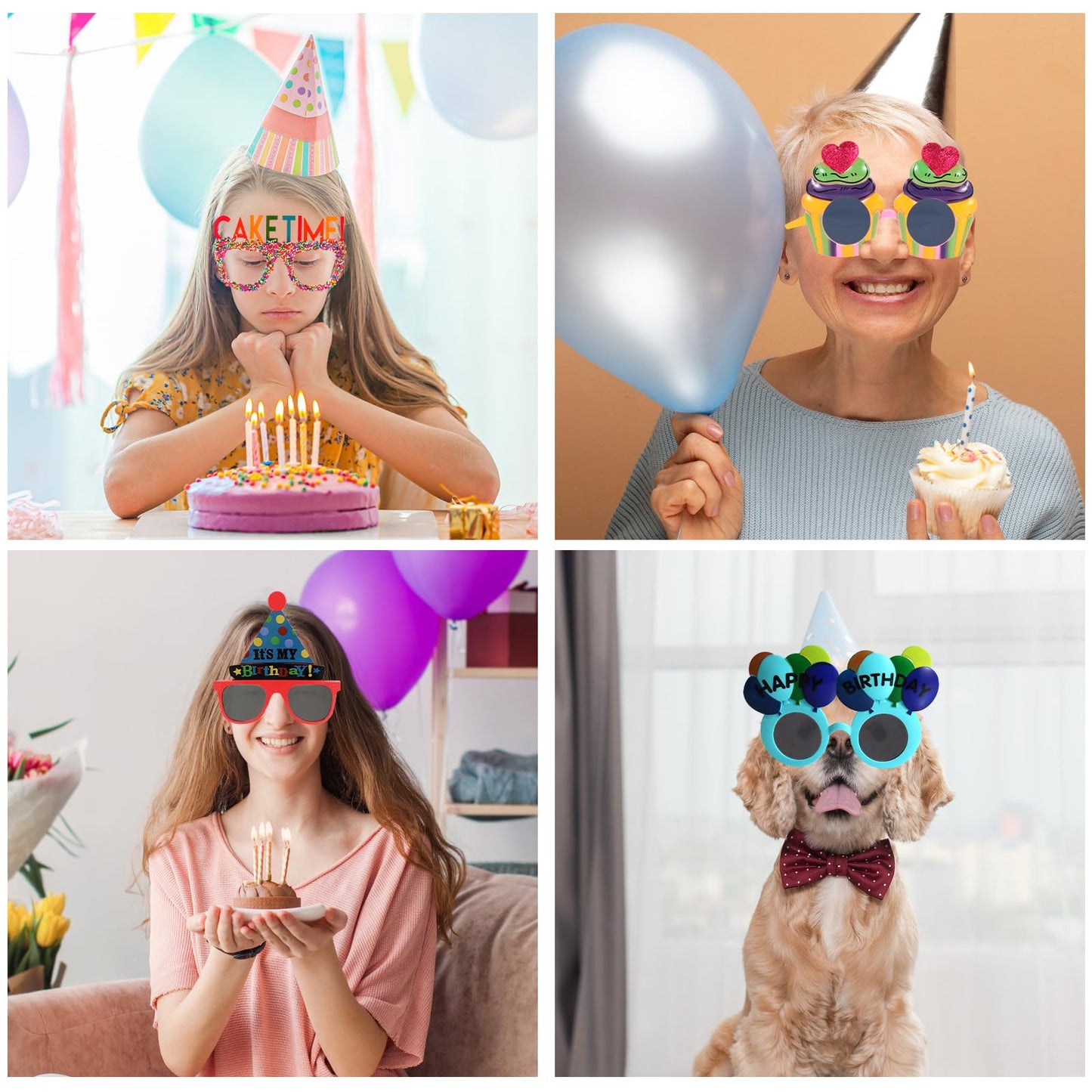 NICOWARM 12pcs Birthday Glasses, Happy Birthday Sunglasses, Novelty Funny Photo Booth Props for Party, Sunglasses for Kids Adults Party Favors