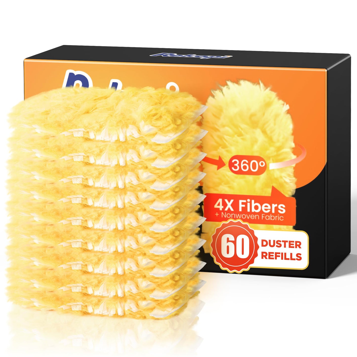 60 Count Heavy Duty Duster Refills for Swiffer, Multisurface 360° Larger Size Dusters with 4X Microfibers, Unscented Disposable Dusters for Cleaning Home, Blinds, Fans, Corners (Only Duster)