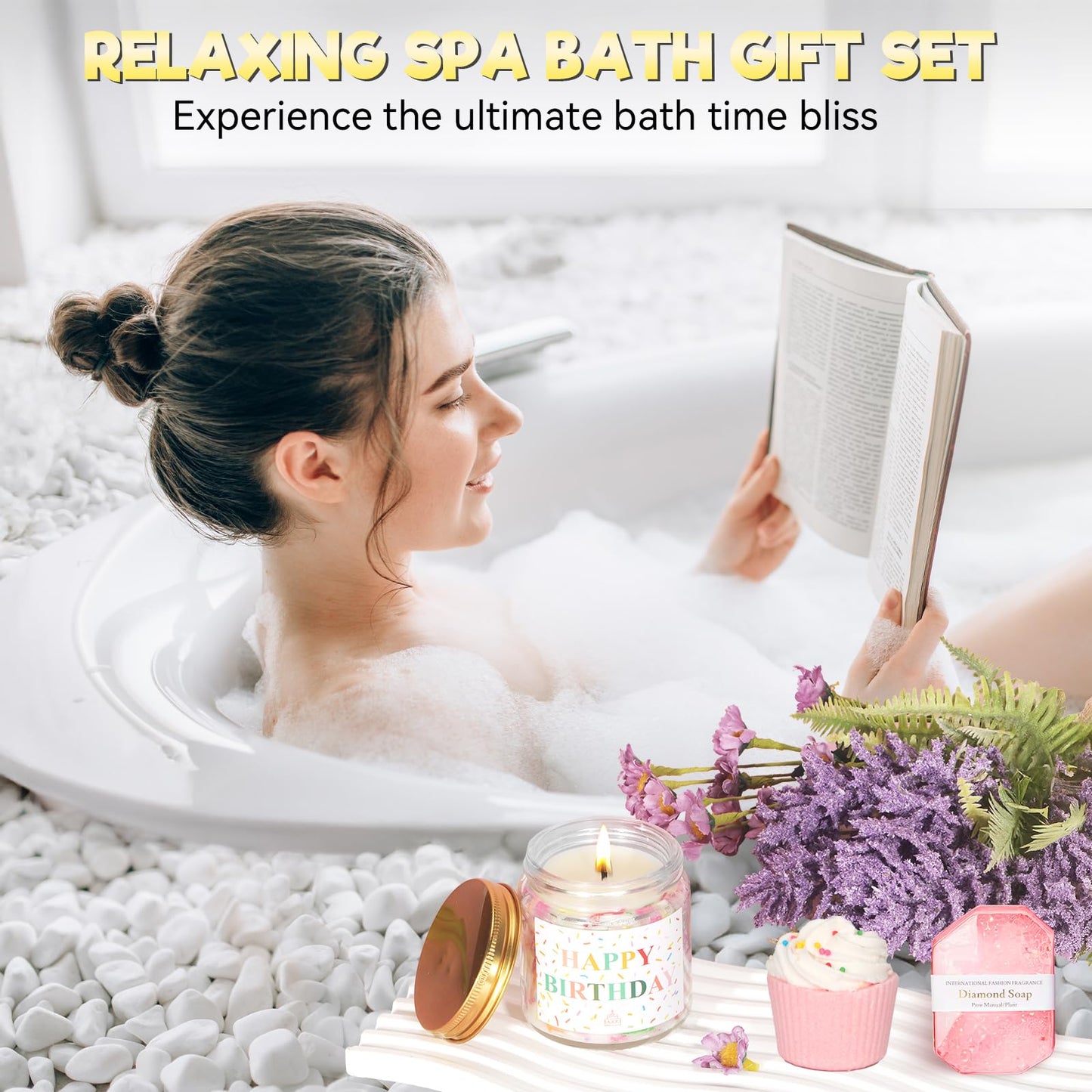 Birthday Gifts for Women, Gift Baskets for Women, Relaxing Spa Gift Baskets Self Care Birthday Box, Unique Birthday Gift Set for Her, Best Friend, Sister, Mom, Wife, Daughter, Girlfriend