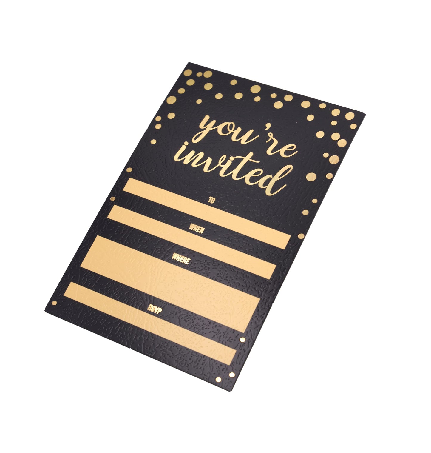 Invitation Cards - 50-Count 4" x 6" Black Invitation Cards ‘’You Are Invited’’ in Gold Foil with 52 Gold Confetti Foil Kraft Envelopes – Invitation Cards For Wedding, Bridal Shower, Baby Shower, Birthday