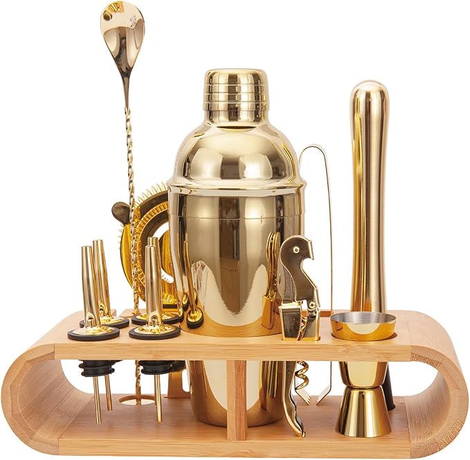 JNWINOG 12Pcs-Cocktail Shaker Set Stainless Steel Bartending Kit 18.6oz Cocktail Bar Set Cocktail Mix Drink Making Kit Pro...