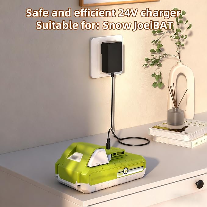 24VCHRG-QC iON+ Quick Charger for Snow Joe & Sun Joe 24V iBAT24 and 24VBAT Series Lithium Ion Batteries，Compatible with 24VBAT-LTE 24VBAT-LT 24VBAT-XR iBAT24-LTE iBAT24-LT iBAT24-XR iON Battery Models