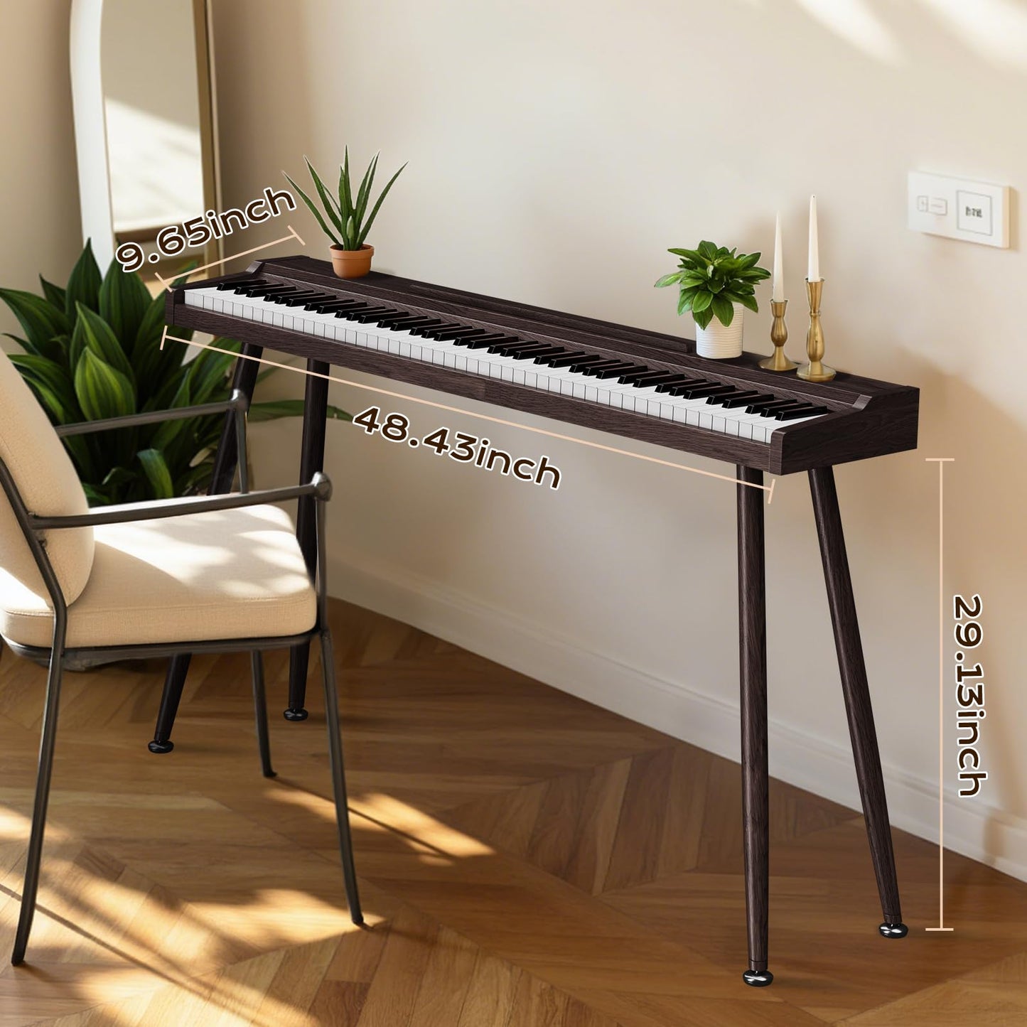 Keyboard Piano 88 Key Digital: 88 Key Piano keyboard Semi-Weighted Full Size Keyboard Digital Premium Sound MIDI Headphone Jack Triple Pedal Compact Design for Beginners to Professionals (Walnut)