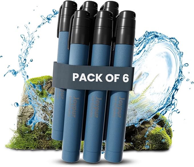 Portable Water Filter Straw Survival, Essential Camping & Hiking Gear, Water Purification Straw for Travel, Biking and Eme...