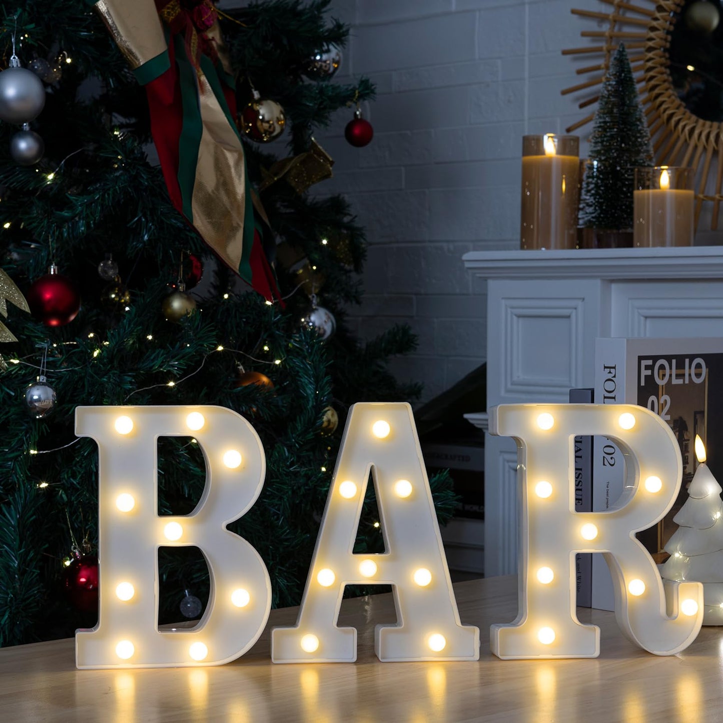 LED Marquee Letters Sign, Battery Powered Light Up BAR Sign, Decorative Numbers for Bar Decor - Warm White