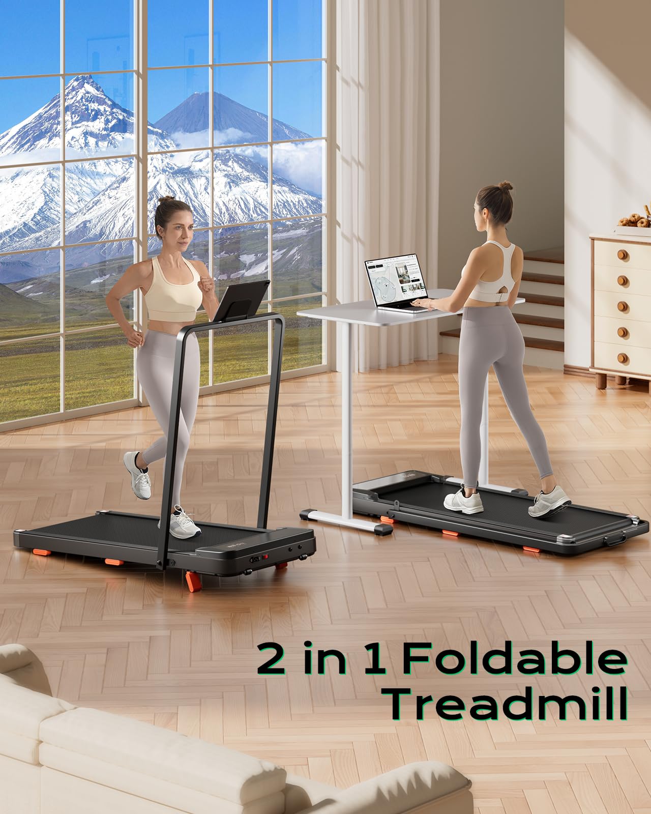 TREAFLOW Walking pad with Incline, Treadmill for Home, 2.5HP Under Desk Walking Pad, Folding Treadmill 2 in 1 with Remote Control