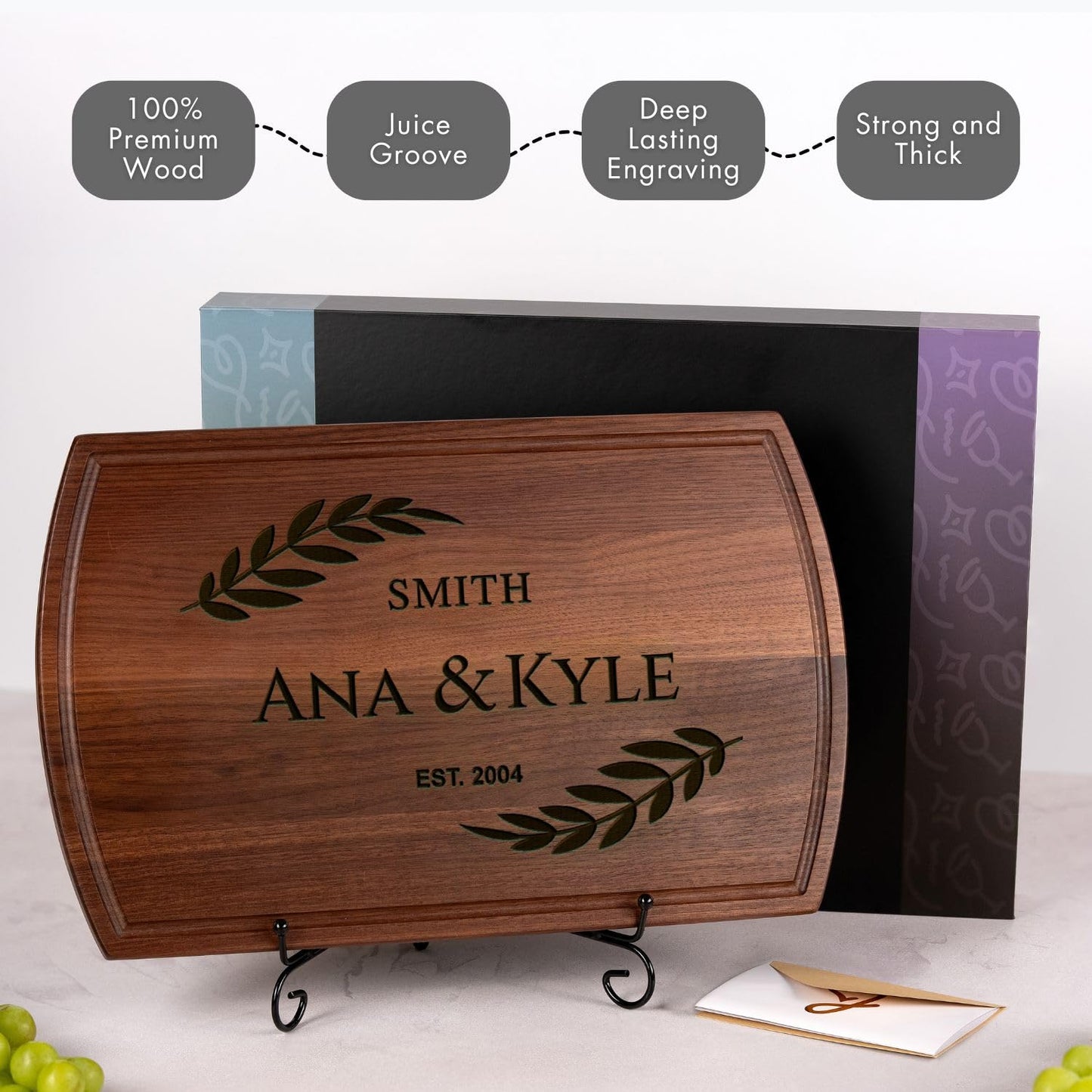 Personalized Wedding Gifts for Couples - Custom Cutting Board, Engraved Wood Charcuterie Board, Bridal Shower & Anniversary Gift, Customized Kitchen Board, Unique Gift Idea for Newlyweds