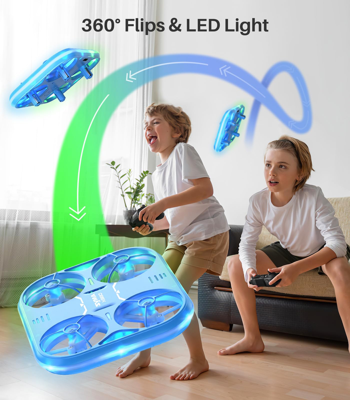 SYMA Mini Drone with LED Lights - X880 Stunt Quadcopter with 3D Flip, Altitude Hold, Headless Mode Kids Drone with Full Protection, Perfect Helicopter Toy Gift for Boys and Girls