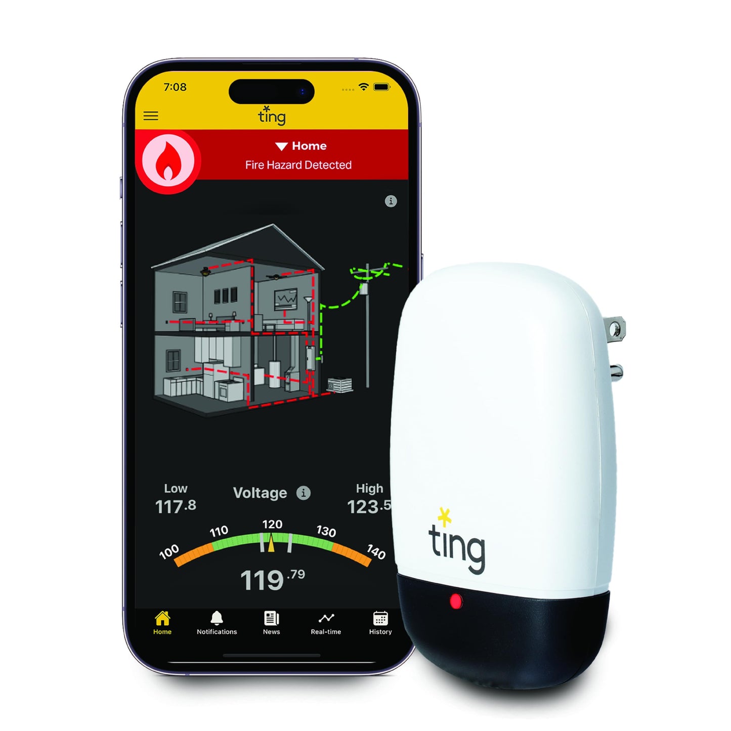 Ting Fire Electrical Fire Prevention Sensor & Service - Residential Use Only - 12 Months of Required Service Included - Home Fire Safety