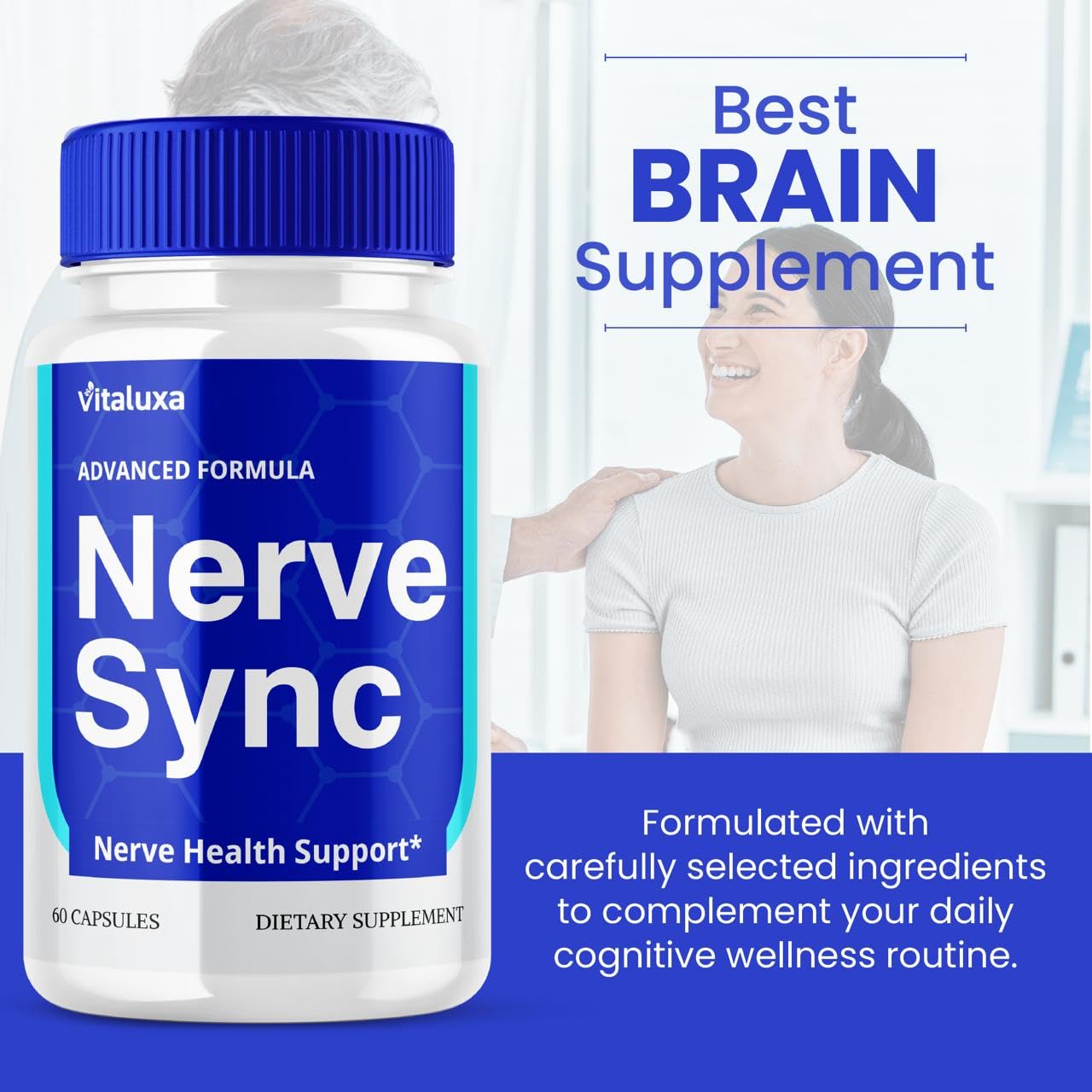 Nerve Sync Capsules, NerveSync Pills for Neuropathy Brain Health Support Supplement with Premium Blend Vitamins, Nerve Health Function All Natural Maximum Strength Wellness Reviews (60 Capsules)