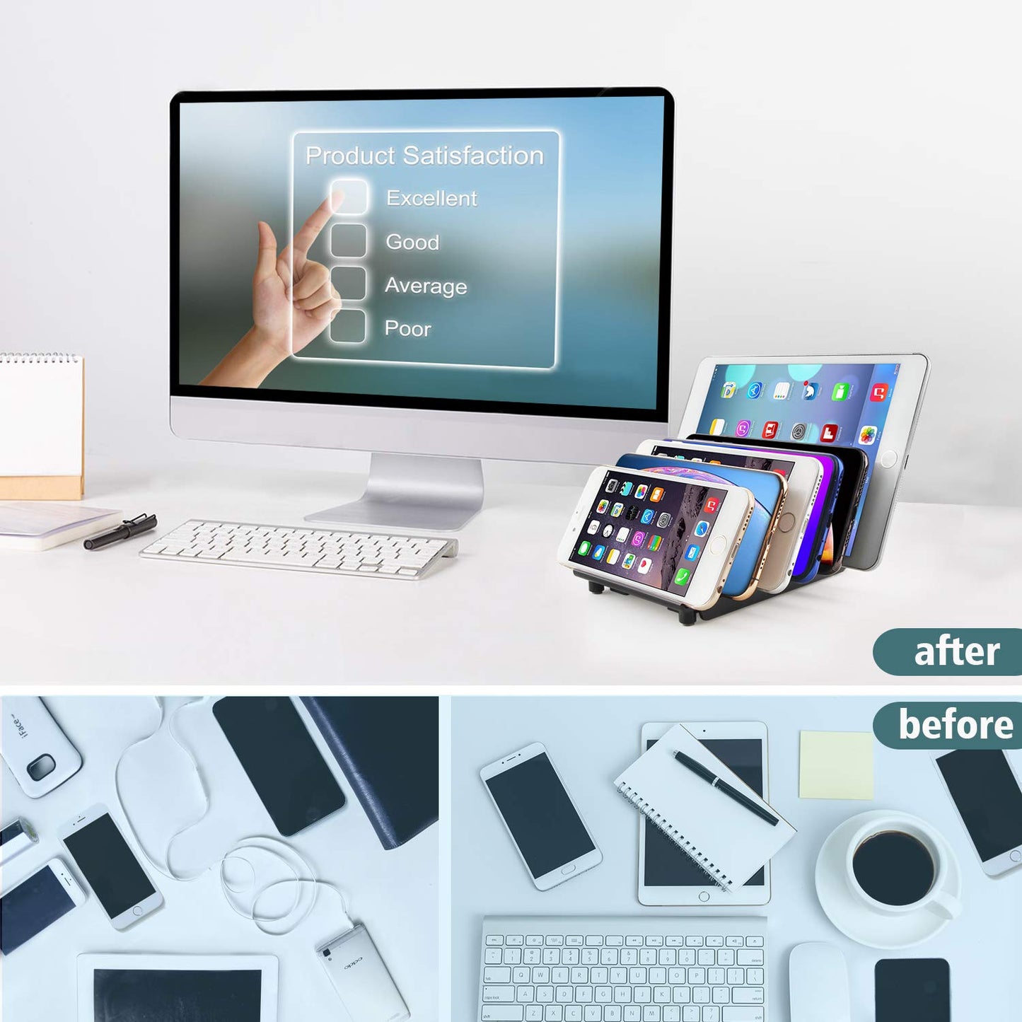 Udoli Adjustable Universal Multi Device Organizer Dock Stand Holder, Tablet Cell Phone Desktop Stand For Iphone Samsung Galaxy G