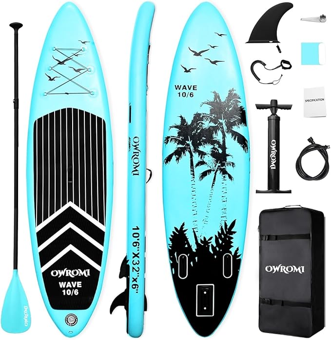 SUP Inflatable Stand Up Paddle Board 10'6" Ultra-Light Thick Paddleboard for All Skill Levels ISUP Paddle Board with Acces...