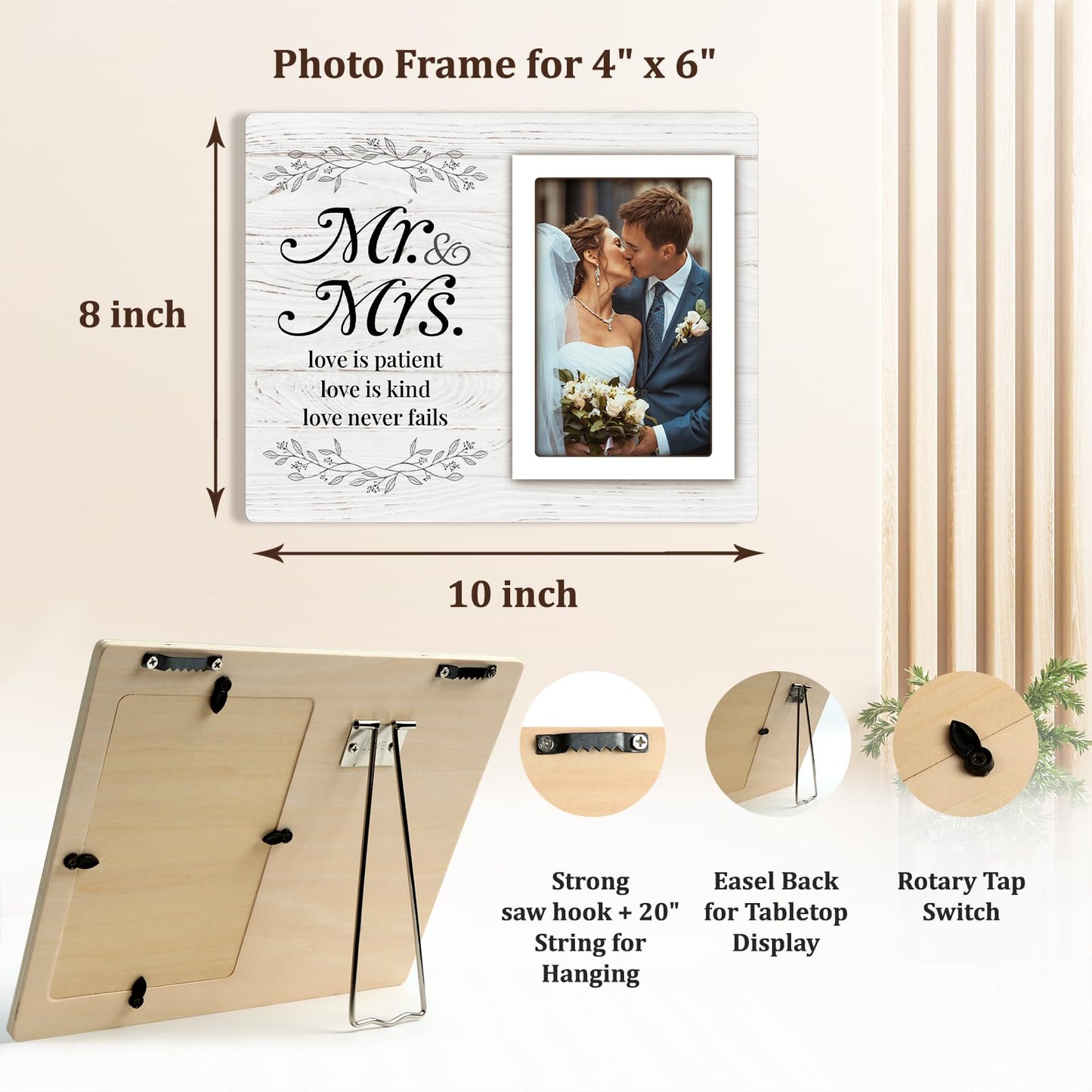 Wedding Gifts for Couple 2025, Mr & Mrs Wedding Picture Frame 8x10, Best Marriage Gifts for Newlyweds, Bridal Shower Gift for Bride, Couple Picture Frame