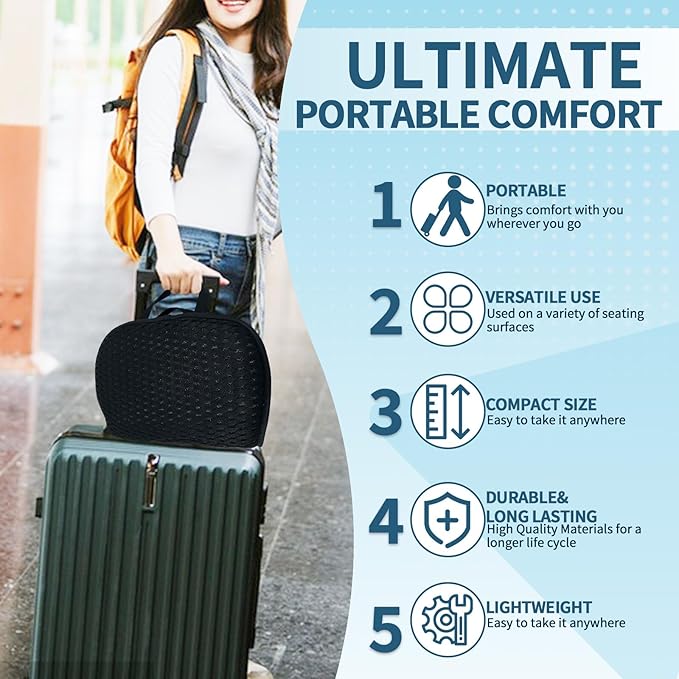 Newivi Portable 3D Breathable Seat Cushion – Foldable, Soft & Lightweight for Airplane Travel Stadium Cushion
