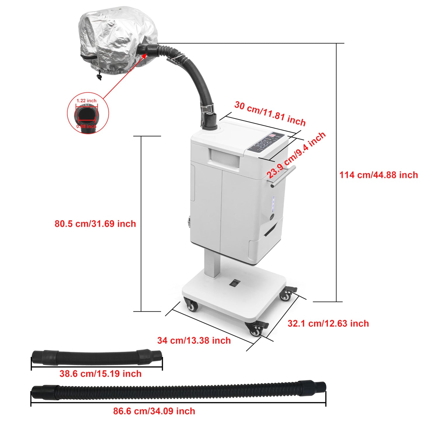 Hair Steamer Micro Mist Scalp Detoxify for Hair Wash Reclining Chair Bed Attachment Professional Hair Care for Salon SPA Barber Shop (LED Deco Draw 6th Gene White)