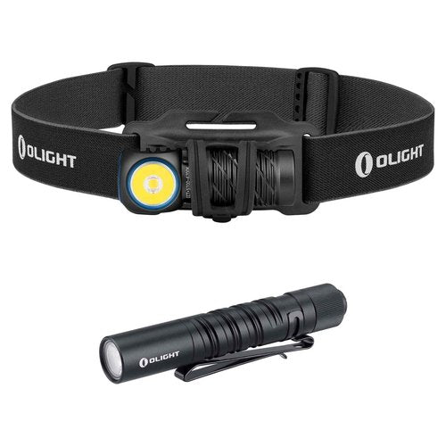 OLIGHT Perun 2 Mini 1100 Lumens Rechargeable LED Headlamp Bundle I3T EOS 180 Lumens Dual-Output Slim EDC Flashlight