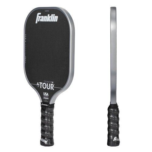 Franklin Sport Pro Pickleball Paddles - FS Tour Series Carbon Fiber Paddles - Official USA Pickleball (USAPA) Approved Racket - Tempo Pro Player - 14mm Polymer Core - Gray