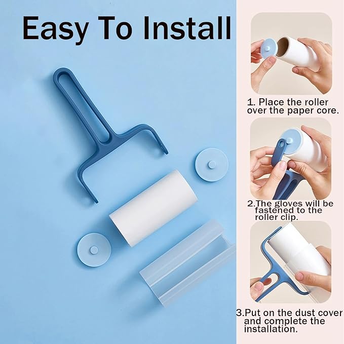 Lint Rolle 300 Sheets,Pet Hair Remover Kit,1 Handle with 5 Extra Sticky Lint Roller for Carpet,Car Seats,Clothes,Dust,Cats,Dogs (Blue)