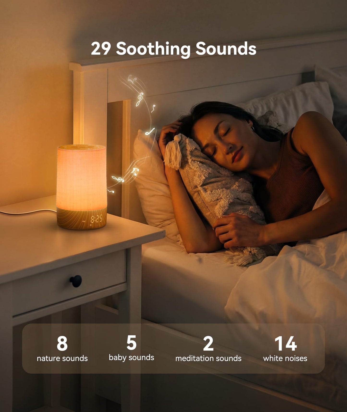 Dreamegg Sunrise Alarm Clock - Sound Machine with Alarm Clock & Wake Up Light, 29 Soothing Sounds, Dimmable Display, White Noise Machine for Bedroom, Heavy Sleepers, Adults & Kids