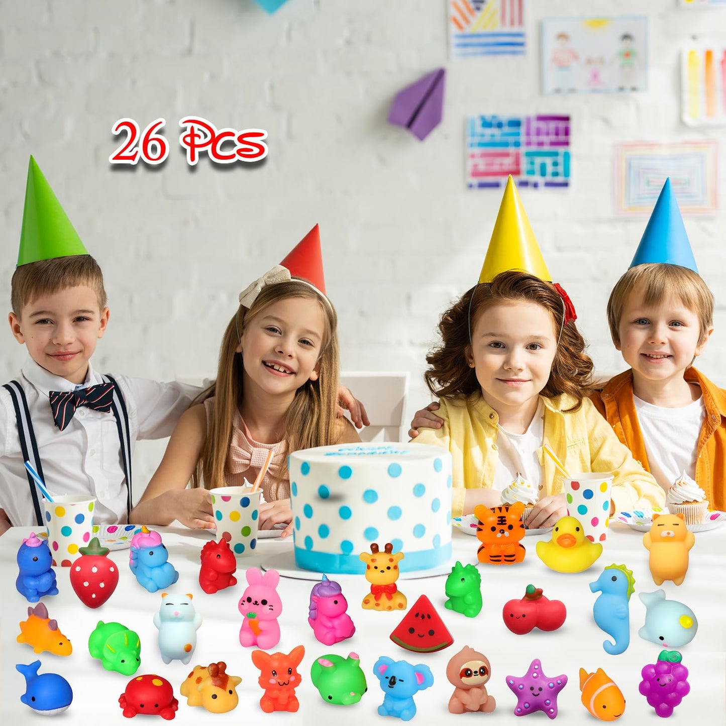 nobasco Squishies, 26 Pack Mochi Squishy Toys - Kawaii Cat Squishys Slow Rising Animals - Party Favors, Goodie Bag, Birthday Gifts, Mini Squishies Stress Reliever Toy