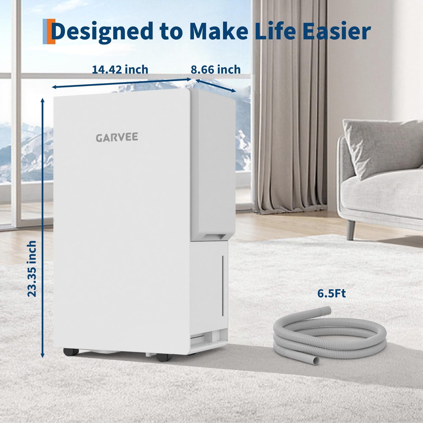 5500 Sq.ft Whole House Dehumidifier, 150 Pints Large Dehumidifier for Basement, Ultra Quiet, Continuous Drain Hose & 5.5L Water Tank, Auto Defrost, Smart Mode, 24H Timer for Bedroom,Office