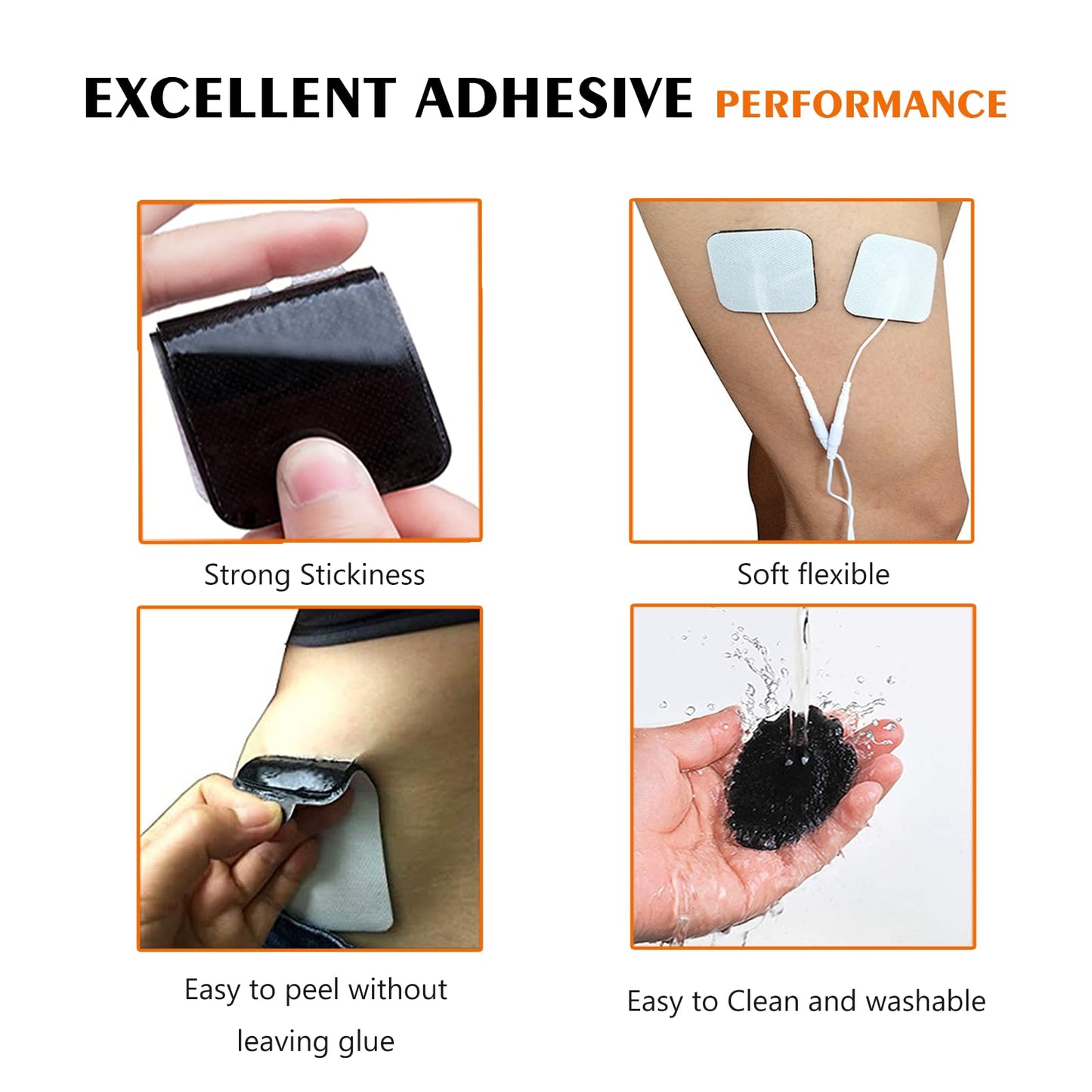 SM Electrodes 24PCS TENS Unit Replacement Pads 2X2, Latex Free Electrodes Use 2mm Pin Connector Lead Wires Compatible with AUVON TENS,TENS 7000,Etekcity,Nicwell Care Tens, TENS Machine