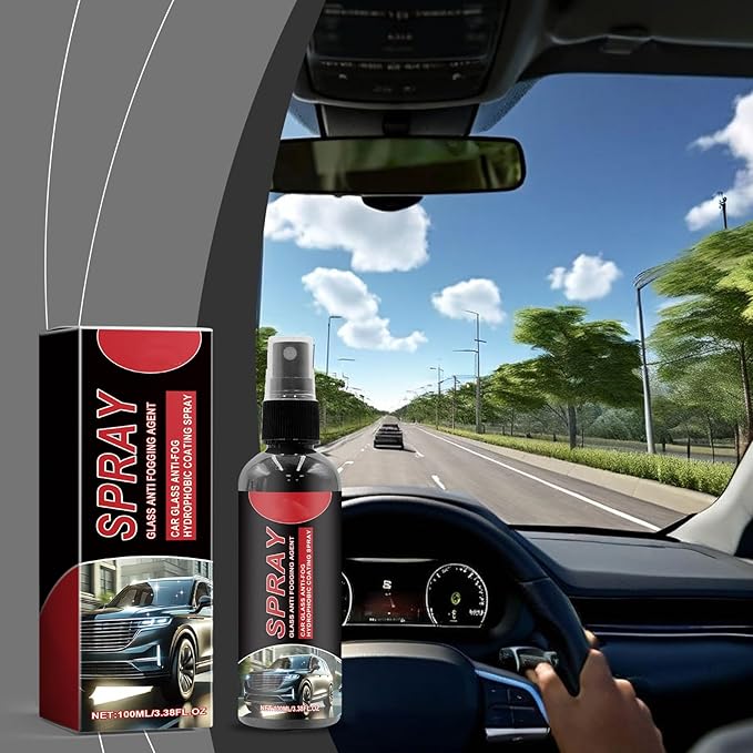Auto Glass Cleaner Spray for Windshield Windows Mirrors, Anti-Fog Prevents Buildup, Streak-Free Versatile Automotive Window Cleaner Car Glass Clean Spray, 3.38 fl oz