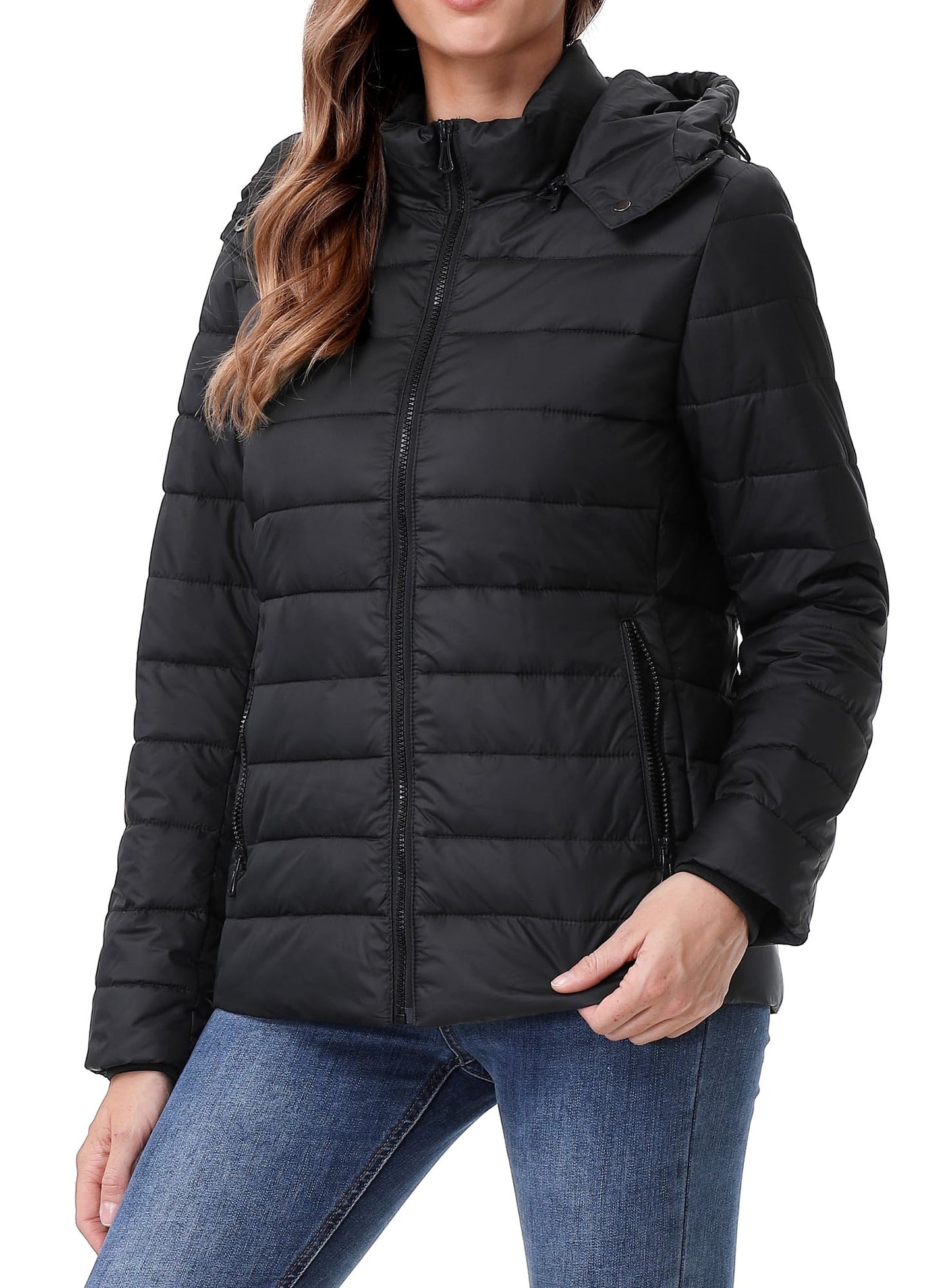 TDYPCI Women's Waterproof Puffer Jacket Quilted Warm Winter Coat Ultra Light Weight Short Down Jacket
