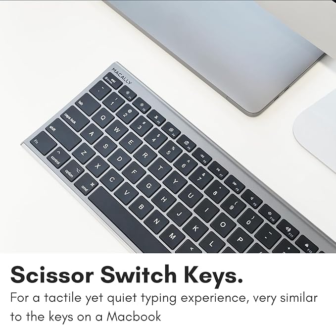 Macally Ultra-Slim USB Wired Computer Keyboard - Works Great as Both a Windows or Wired Mac Keyboard - Compatible Full Size Apple Keyboard with Numeric Keypad for Mac mini, iMac, MacBook - Space Gray