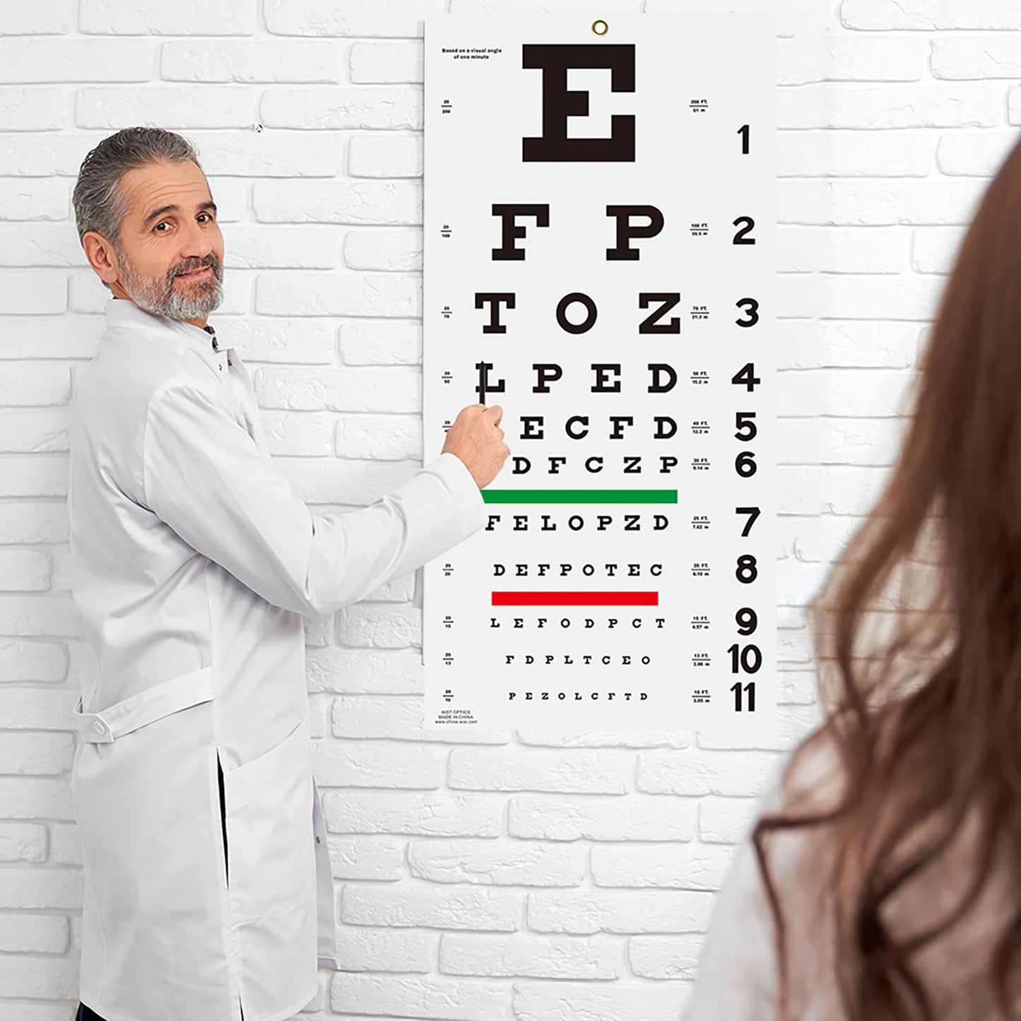 AISITESY Snellen Eye Chart with Fixing Sticker 11x22 in Eye Charts for Eye ExamsIdeal for Doctor's OfficeSchool, Home with Eye occluder and Pointer 4 Fixation Patches