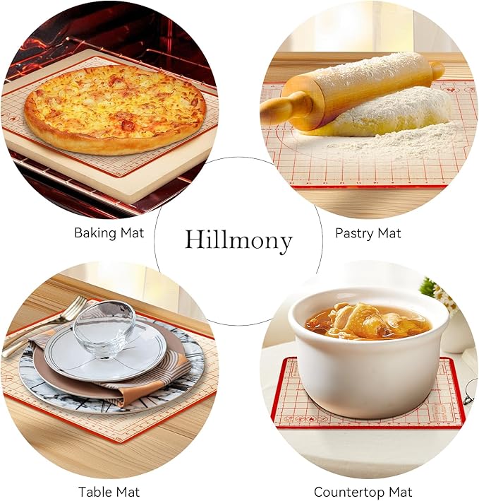 Silicone Baking Mat,28in×20in & 16in×12in Pastry Mat,Measuring Non-slip Dough mat Mats for Baking,Kneading Dough,Table Mats Red(2Pack)