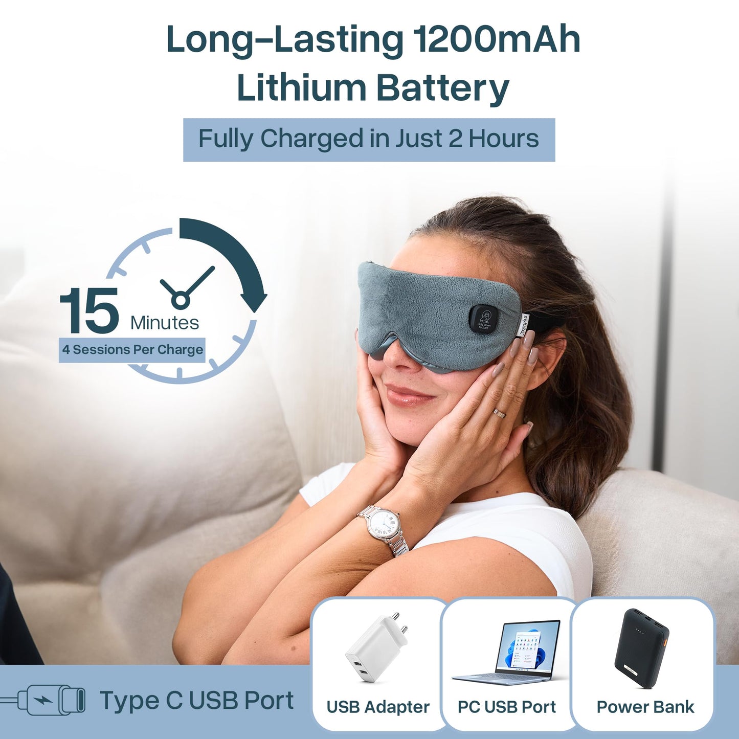 MyHalos Cordless Heated Eye Mask for Dry Eyes - Rechargeable Eye Heat Mask - Eye Warm Compress with Washable Cover - Sinus Heating Pad for Eyes, Styes & Blepharitis - MGD heated eye masks for dry eyes