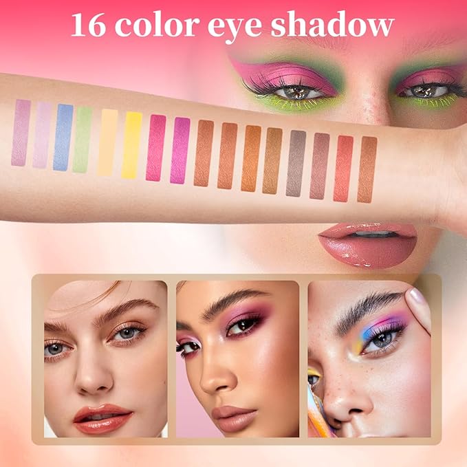 Badhare Personal Makeup Ruby-Inspired Palette Set 25 Color Multifunctional Eyeshadow, Blush Highlighter Kit with Shimmer, Pearlescent Finishes, Cruelty-Free Waterproof Includes Sponge Sticks & Mirror