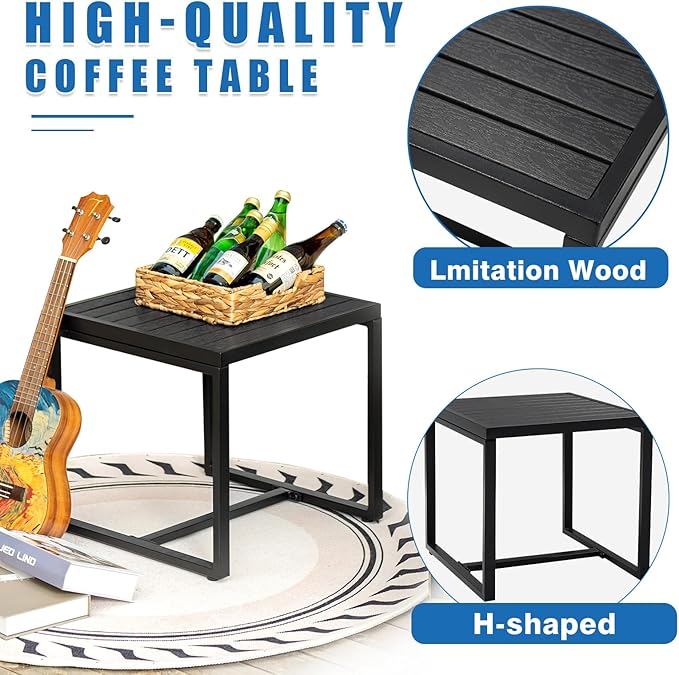ELEGIBLISS 3 Pieces Outdoor Patio Set -Wicker Rattan Chair Conversation Set with Glass Table for Poolside Yard Rocking Chair Set for Bistro Garden Front Porch All Weather Patio Furniture Set
