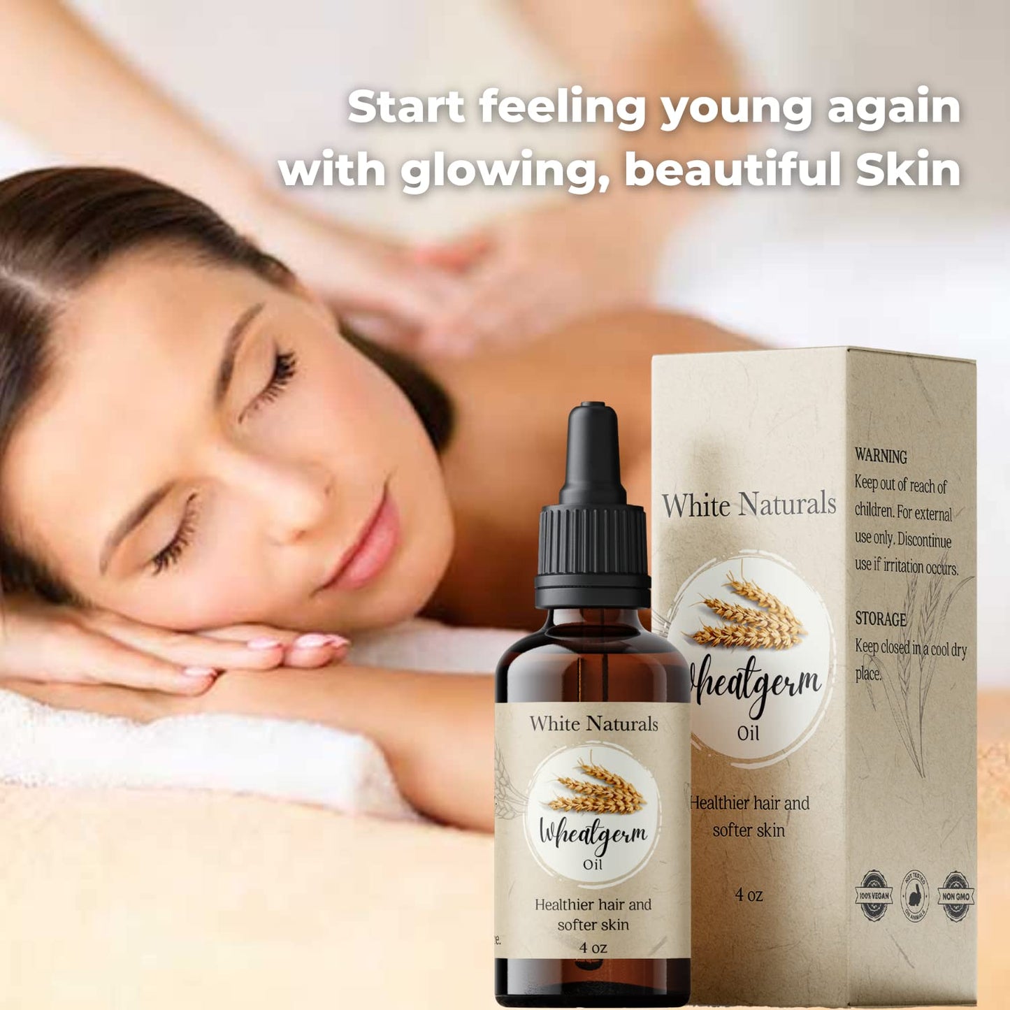 Wheatgerm Carrier Oil, Cold-pressed Unrefined, Organic 100% Pure, Wheat Germ, Rich in Vitamin E, For Skin, Hair, Nails & Stretch