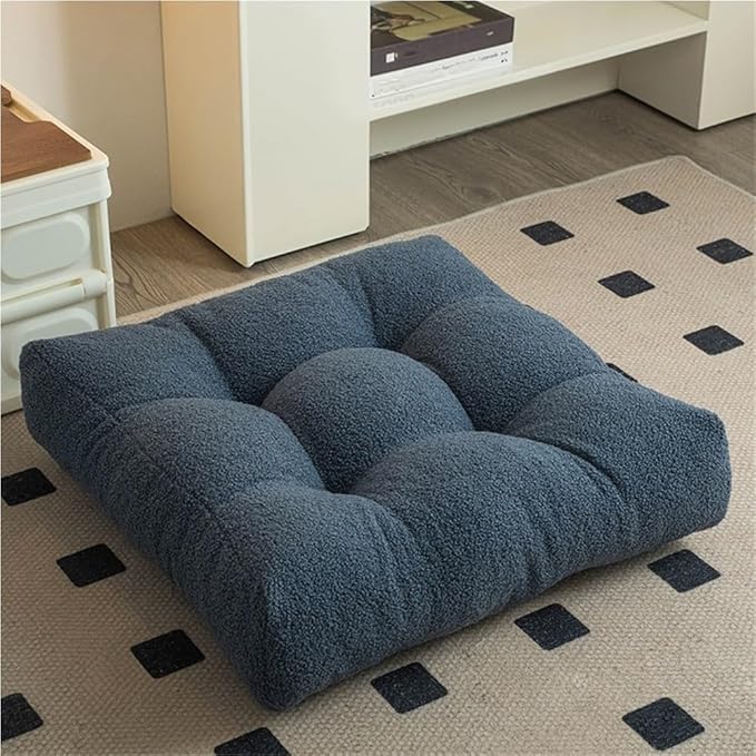 Stylish Ottoman Pouf, Cushioned Foot Stool, Comfortable Floor Seat Cushion, Meditation Cushion, Sofa Cushion for Living Room and Bedroom(Blue,17.7 * 17.7 * 4.7in)