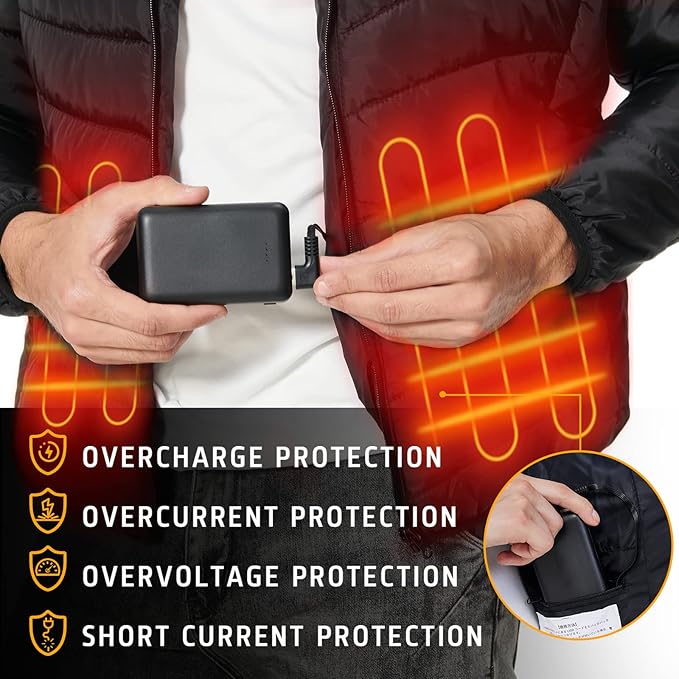 5V 2A Rechargeable Battery Pack for Heated Vest 10000mah Heated Jacket Battery Power Bank for Heated Vests Heated Jackets Heated Hoodies for Men Women(No DC Port, Not Suit for 7.4v)