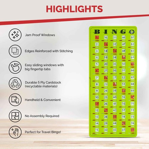 MR CHIPS Complete Bingo Game with 25 Jam Proof Easy Read Shutter Cards
