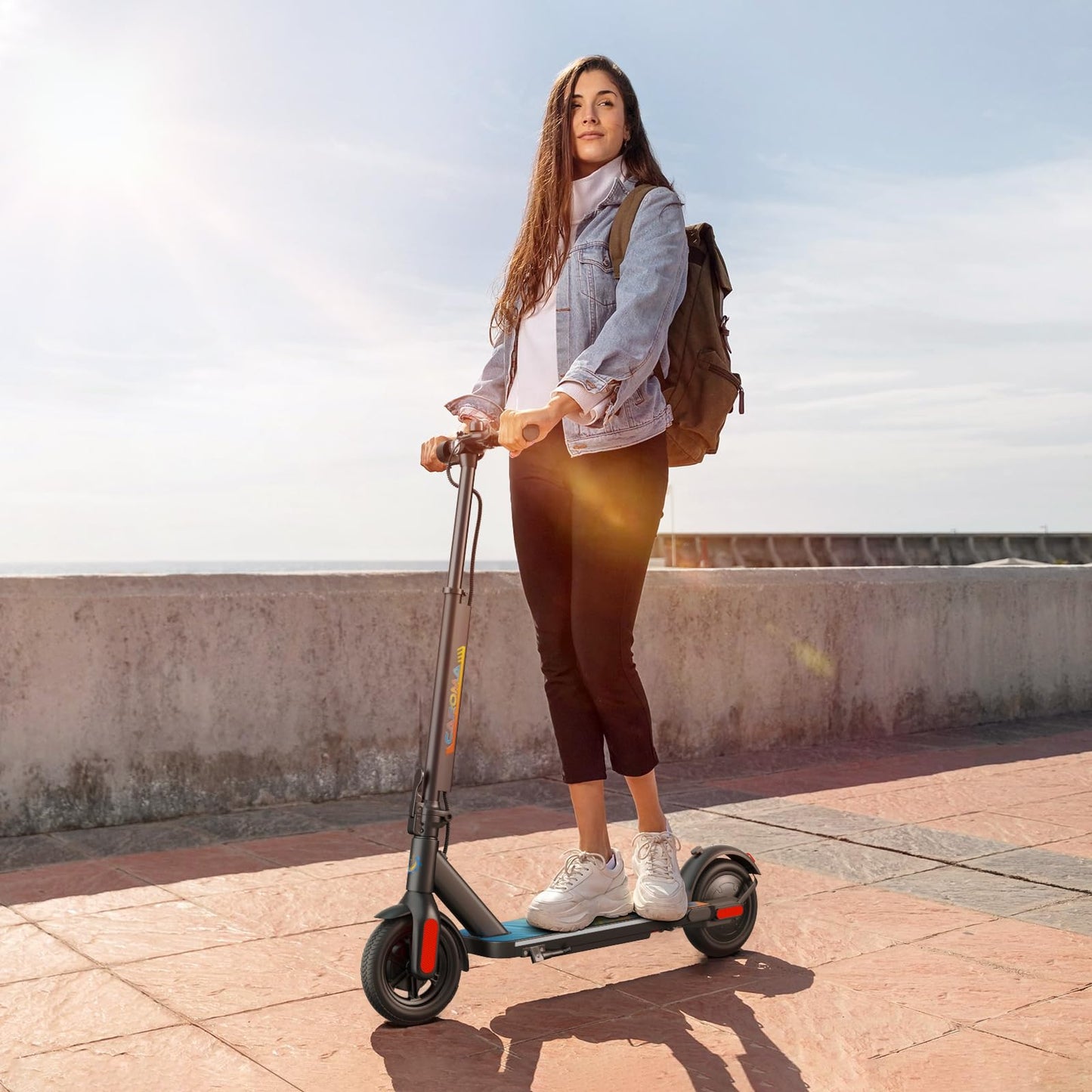 Caroma E22 PRO Electric Scooter Adults, 350W Motor,20Miles Range&20Mph, Foldable Commute Electric Scooter Adults,E Scooter with Cruise Control&Dual Braking System,Smart App Control&LED Display(Black)