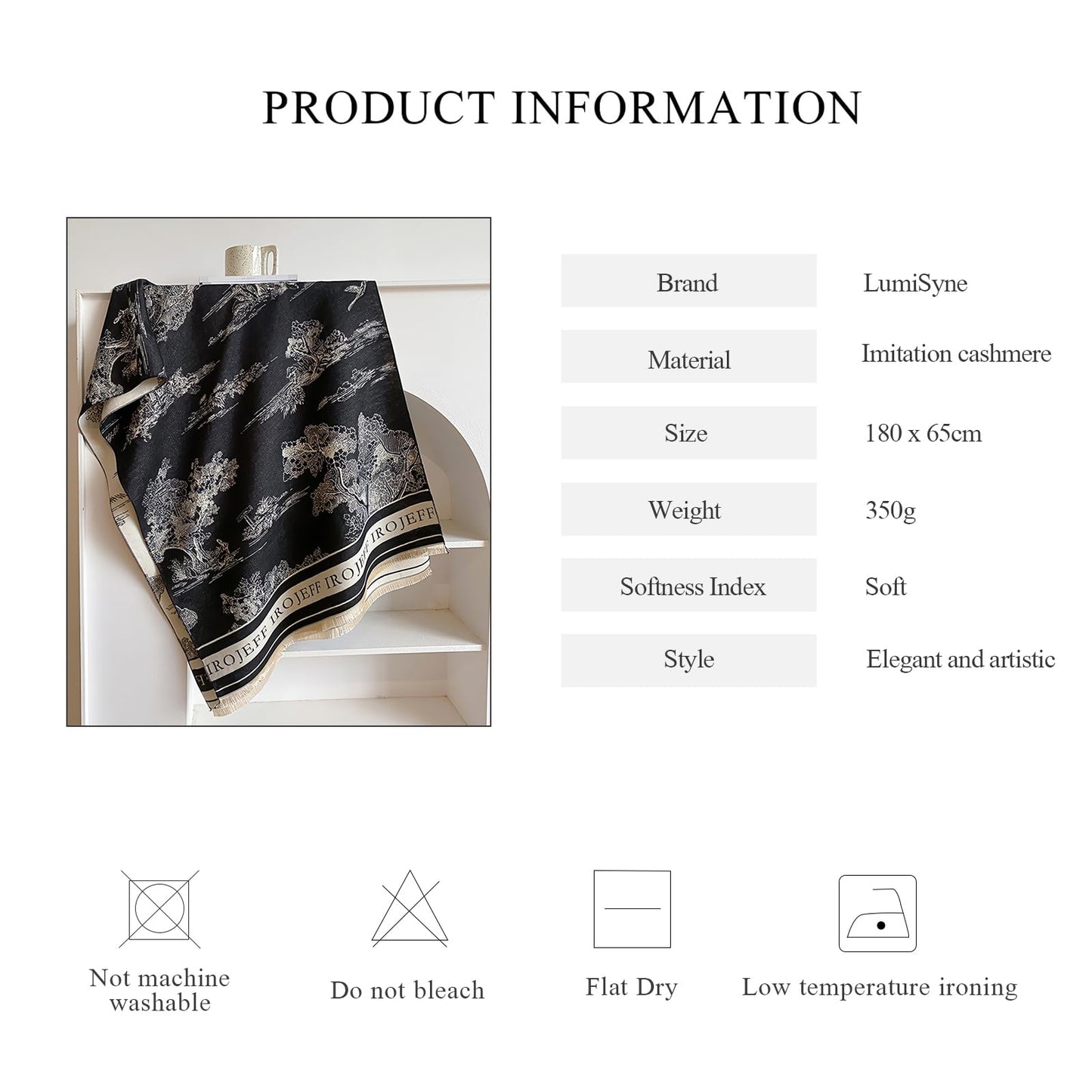 LumiSyne Warm Scarf Cashmere Shawl Women Artistic Landscape Painting Reversible Scarf With Tassel Large Long Pashmina Stole