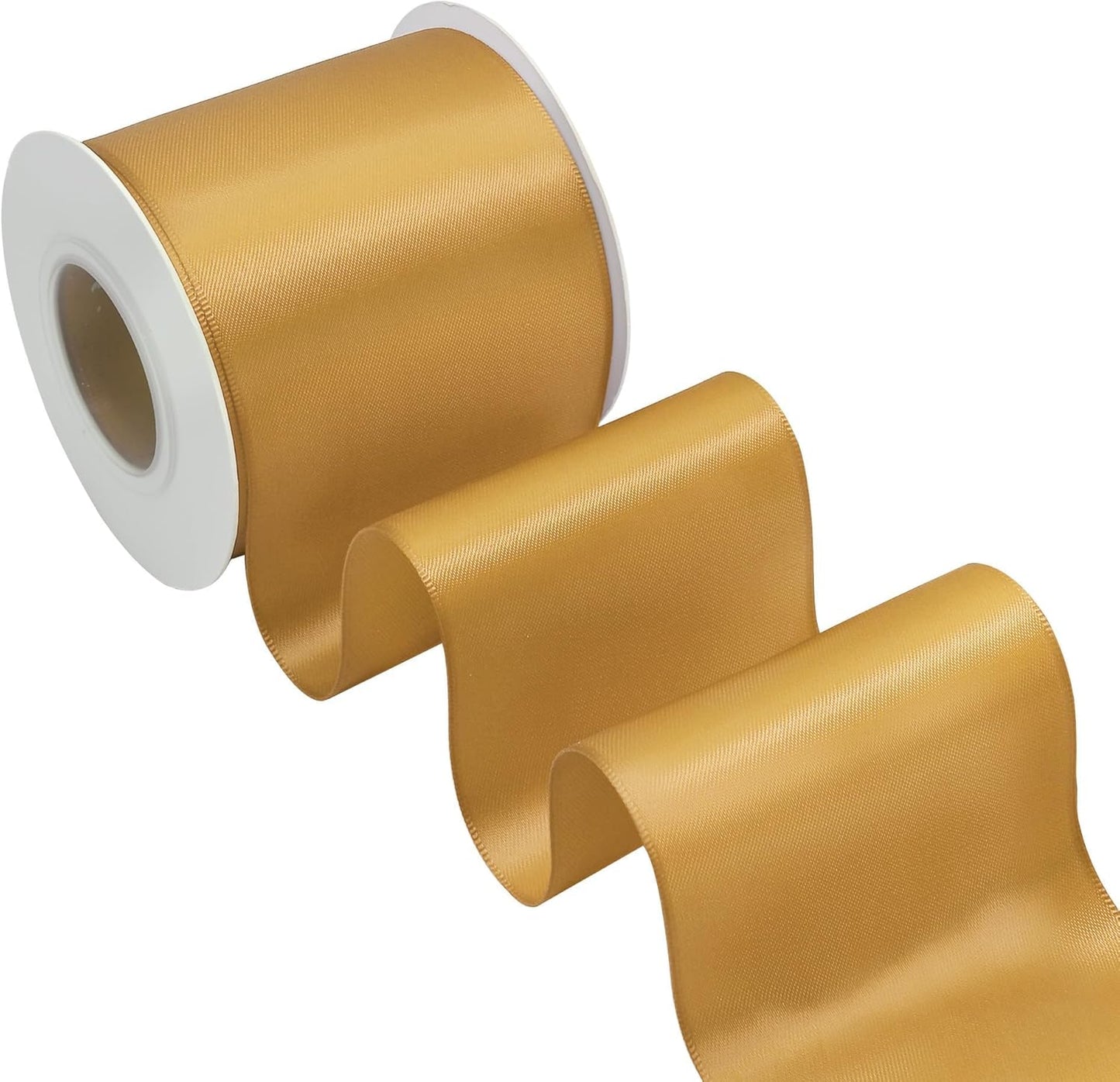 Old Gold Satin Ribbon 3 Inch X 15 Yards Solid Color Double Faced Ribbons Perfect for Crafts Wedding Decor Bow Making Arts Sewing and More