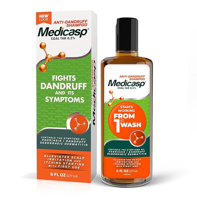 Medicasp Coal Tar Anti-Dandruff Shampoo, Alleviates Symptoms from 1st Wash, Treats Psoriasis, Seborrheic Dermatitis & Itch...