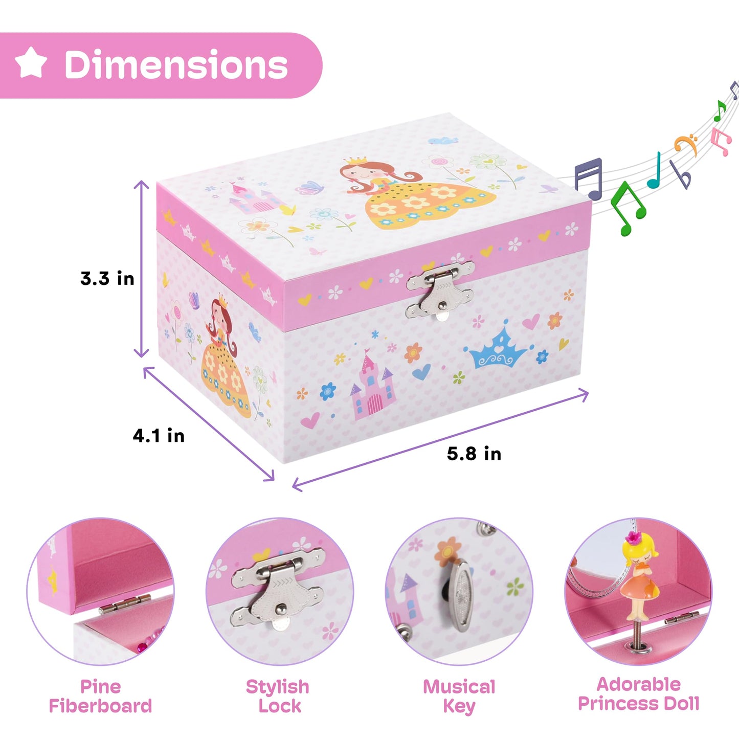 Jewelkeeper Jewelry Box for Girls - Toddler Jewlery Box - Girls Jewelry Box 6-8 - Blonde Princess Musical Jewelry Boxes, The Bea