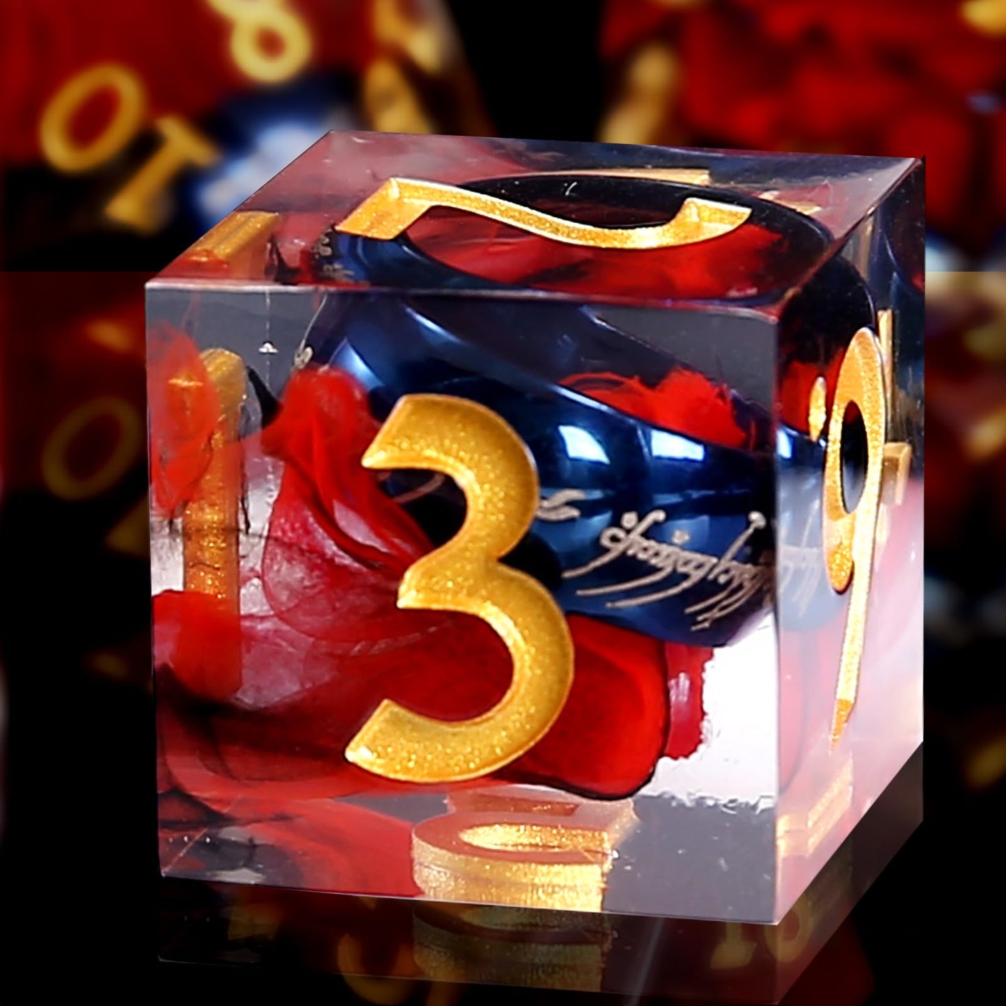 Sharp Edge Ring Dice Set,7pcs Handmade Resin Dice Set DND,RPG Ring Inclusion Dice for Dungeons and Dragons