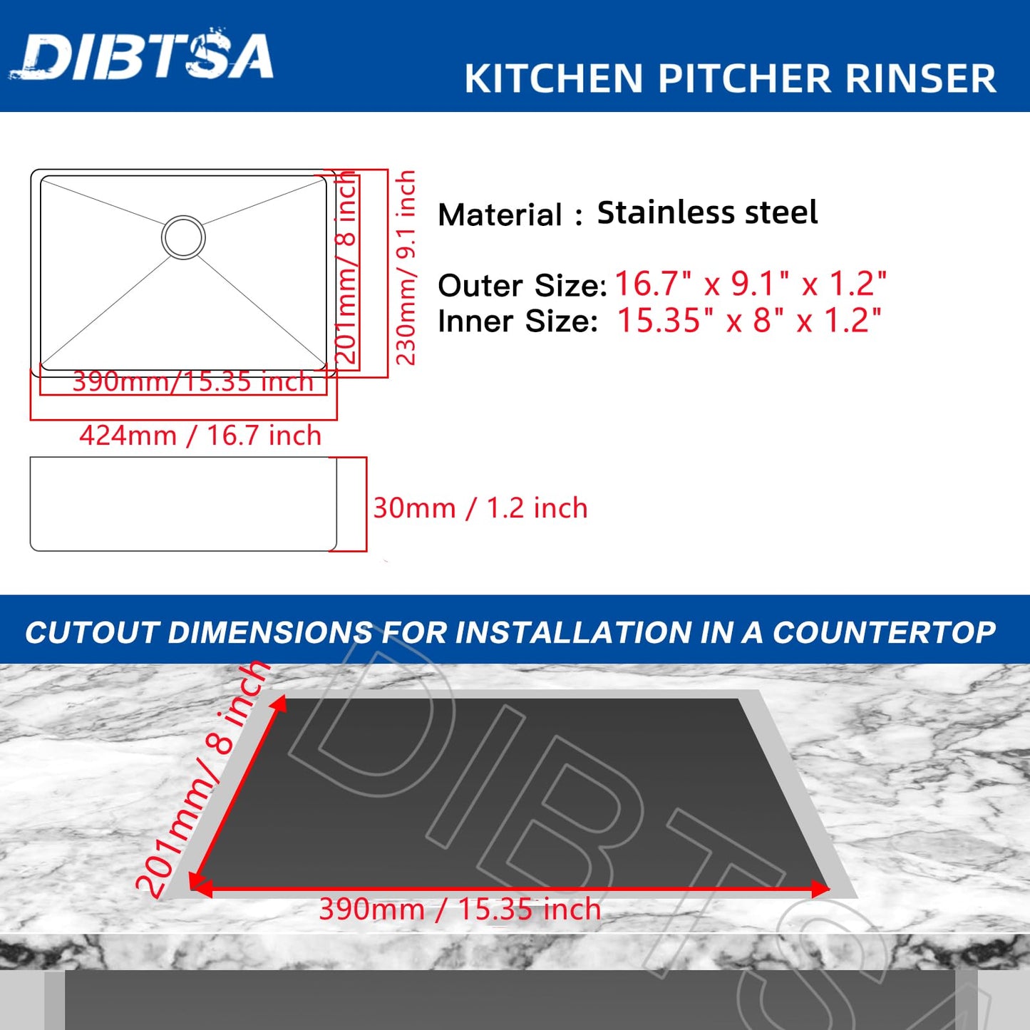 DIBTSA Pitcher Rinser, Espresso Rinser with Spray, Drain and Drip Tray, Stainless Steel Bar Glass Rinser for Sink, Cup Washer for Home Kitchen Hotel Cafe Restaurant (16.7x9.1x1.2 Inch)