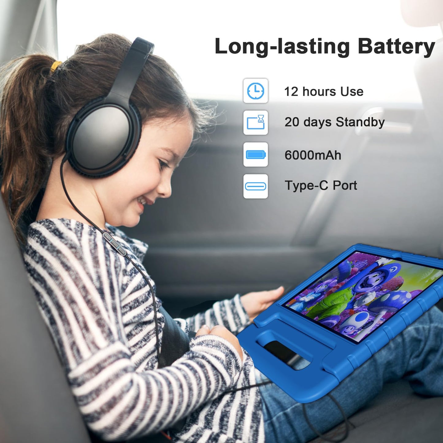 Vneimqn Tablet For Kids, 10 Inch Kids Tablet Android 13, 4Gb+64Gb, Octa-Core, Wifi 6, 12H Battery, Kids Space, Parental Control