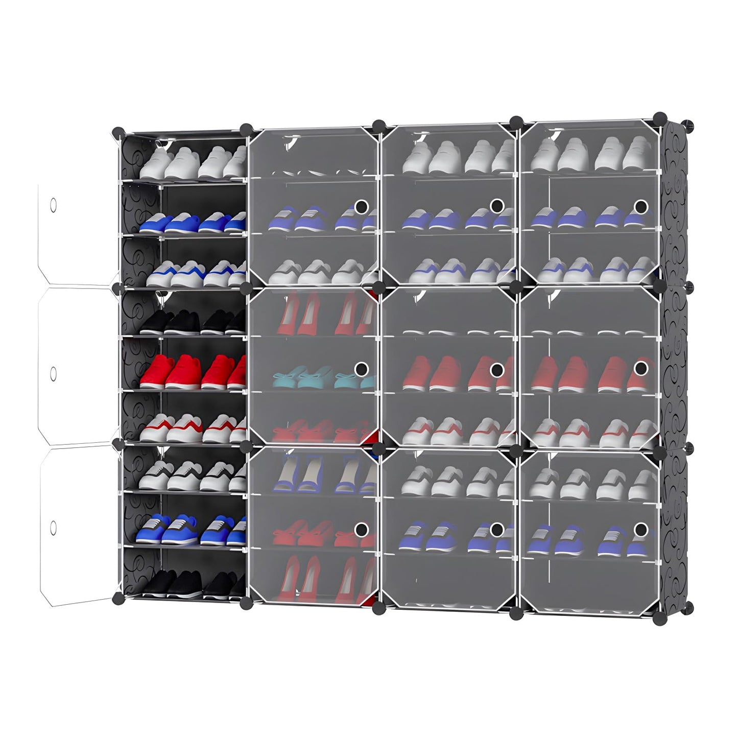 Shoe Rack Organizer,72 Pair Shoe Shelf Rack Organizer Stackable Clear Shoe Boxes Stackable Clear Shoe Boxes Adjustable Box Shelve Space Saver Shoe Rack for Entryway Bedroom (9 Tier 72 Pairs)