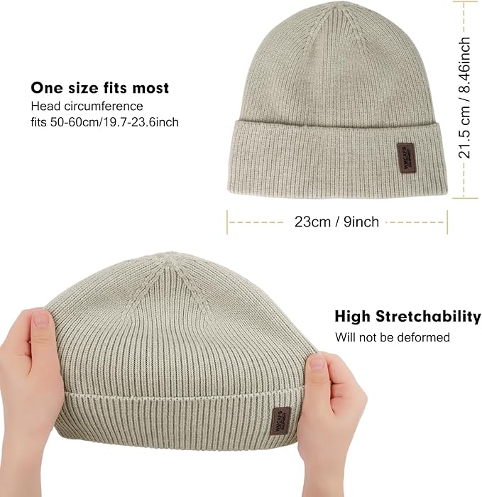 Wmcaps Winter Beanie for Men Women, Fleece Lined Beanie Soft Warm Knit Hat Ski Stocking Cuffed Cap