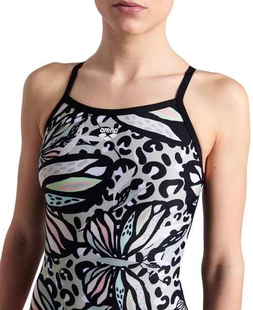 ARENA Performance Butterflies Women's Swimsuit Light Drop Back One Piece MaxLife Training Suit Competitive Ladies Bathing Suit, Black/Black Multi, US Size 36