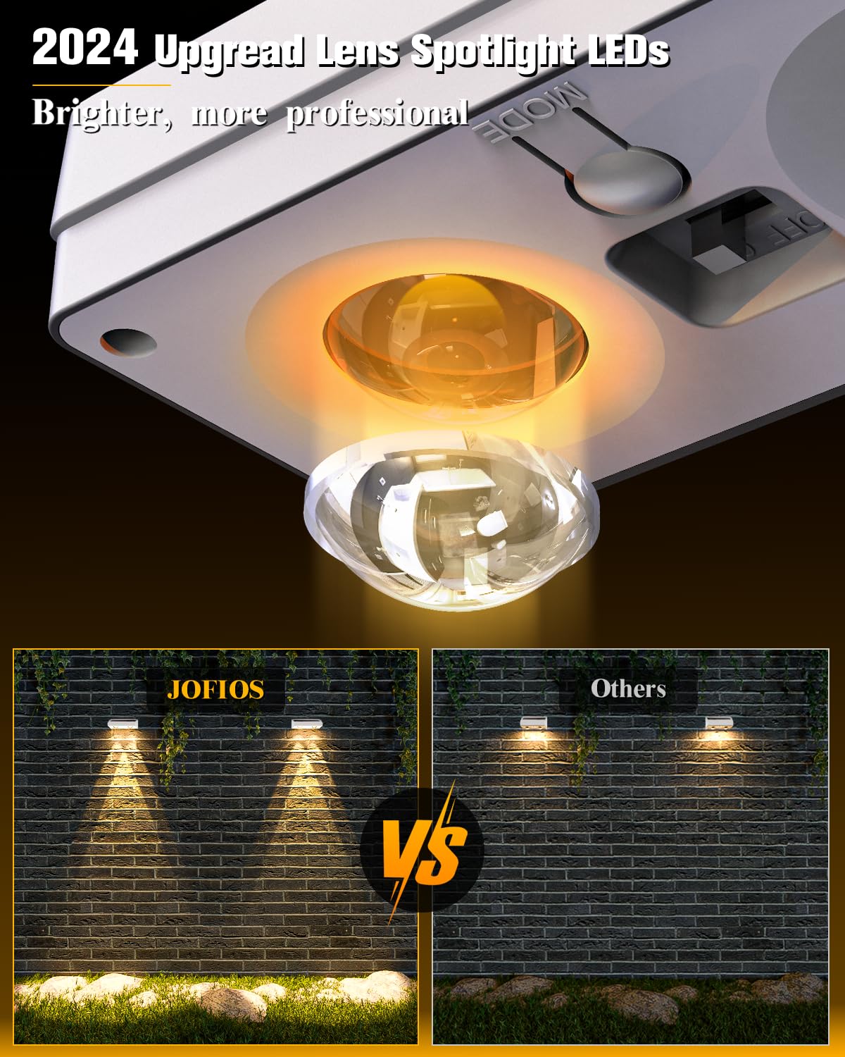 JOFIOS Solar Fence Lights 8 Pack, 50 Lumens Outdoor Fence Solar Lights with 12 Modes RGB Color Glow LED Solar Lights Outdoor Waterproof for Patio, Backyard, Deck, Fence, Railing. （White Shell）